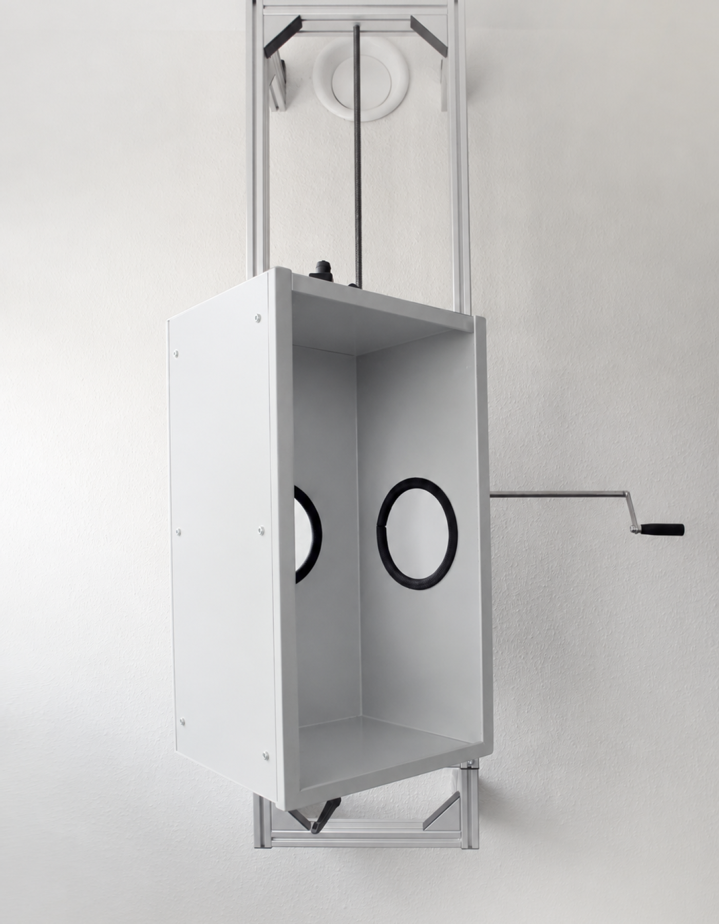 Wandsystem WP 03 mit Geschicklichkeitskasten und Handkurbel in Draufsicht