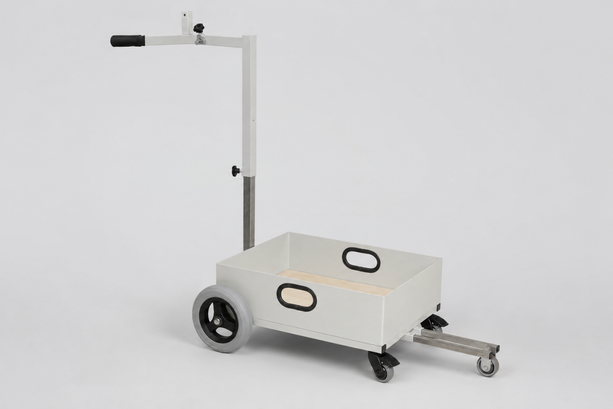 WorkPark Zug-Schub Mobil WP 15 mit Ladebox, Rädern und höhenverstellbarem Griff